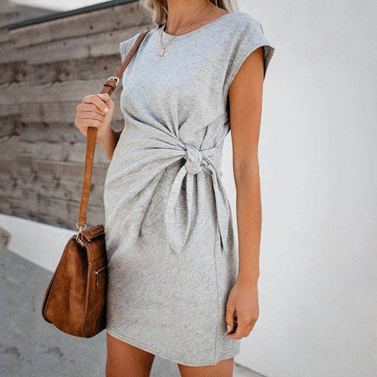Mellow Mood Short Sleeve Lace Up Dress